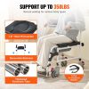 VEVOR Shower Commode Wheelchair with 4 Lockable Wheels, Footrests, Flip-up Arms, 3-Level Adjustable Height, 5L Removable Bucket, 350 LBS Capacity
