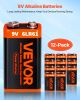 VEVOR 9V Alkaline Batteries, 12-Pack, 9 Volt Square Battery for Smoke Detector, 10-Year Shelf Life, Long Lasting, All-Purpose, for Fire Alarm